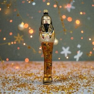 Christopher Radko Vintage Egyptology Sarcophagus Blown Glass Christmas Ornament